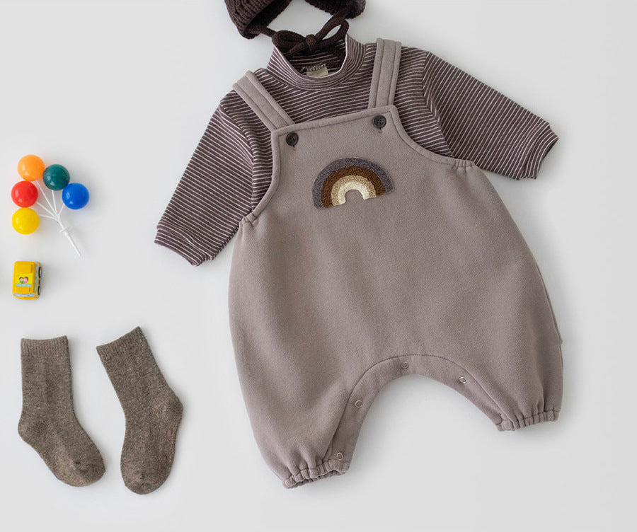 Korean Version Of The Spring New Male And Female Baby Cute Crit Long Romper Suspenders Romper Casual Jumpsuit