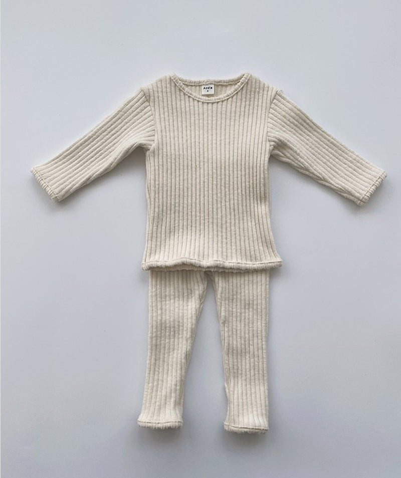 Children's Solid Color Warm All-Match Jacket Suit