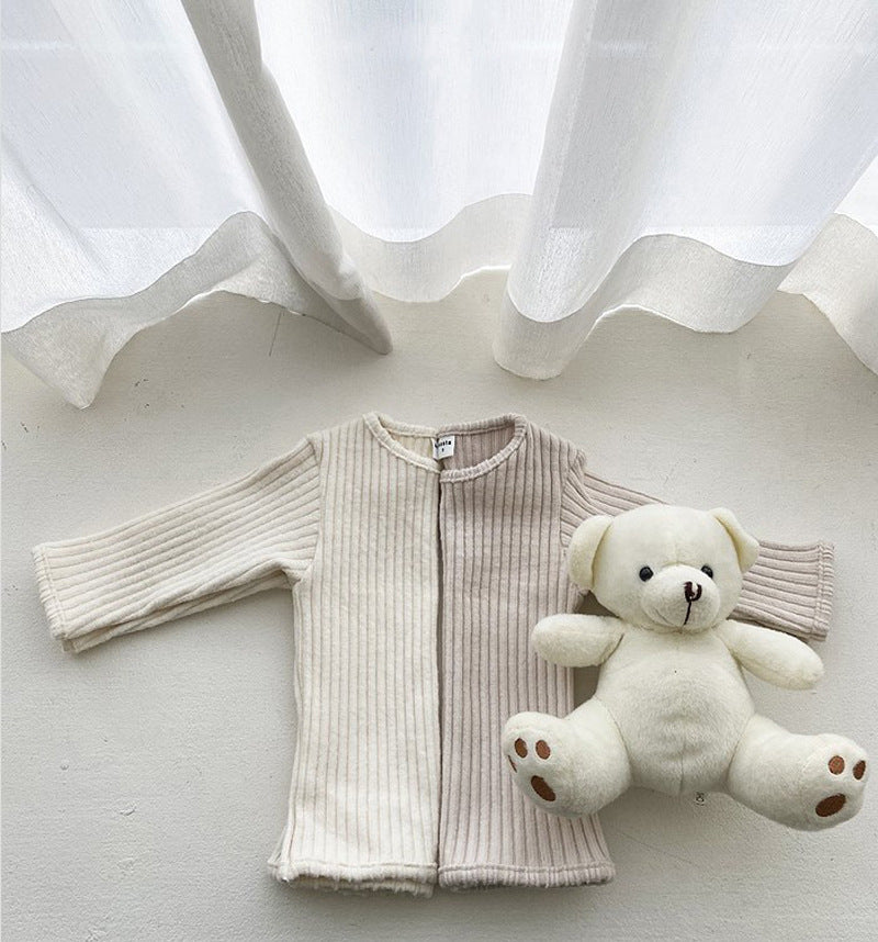 Children's Solid Color Warm All-Match Jacket Suit