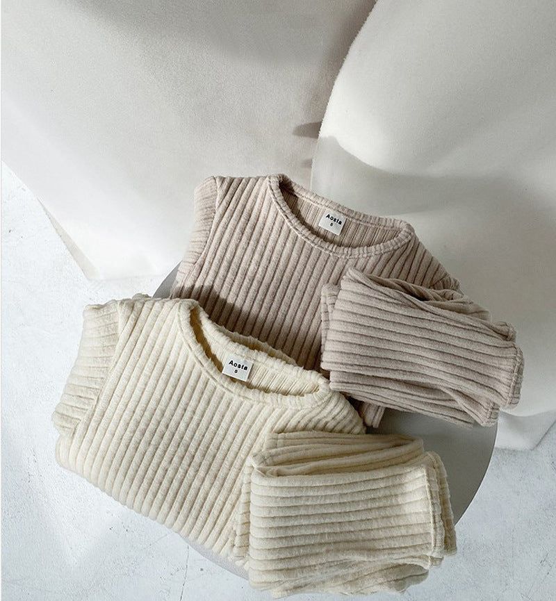 Children's Solid Color Warm All-Match Jacket Suit