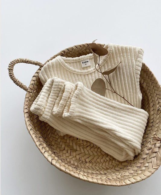 Children's Solid Color Warm All-Match Jacket Suit