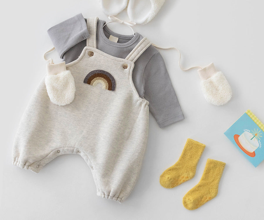 Korean Version Of The Spring New Male And Female Baby Cute Crit Long Romper Suspenders Romper Casual Jumpsuit